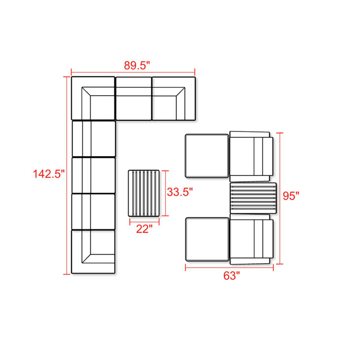 Sol 72 Outdoor™ Rochford Polyethylene (PE) Wicker 11 Person Seating